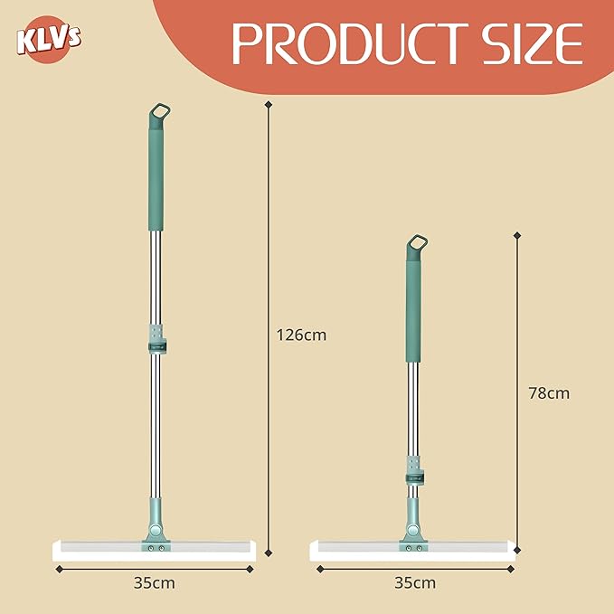 Floor Wiper Magic Broom Silicone Cleaning Tool – KLVS Heavy-Duty Extendable Handle for Bathroom, Kitchen, Windows & Tiles