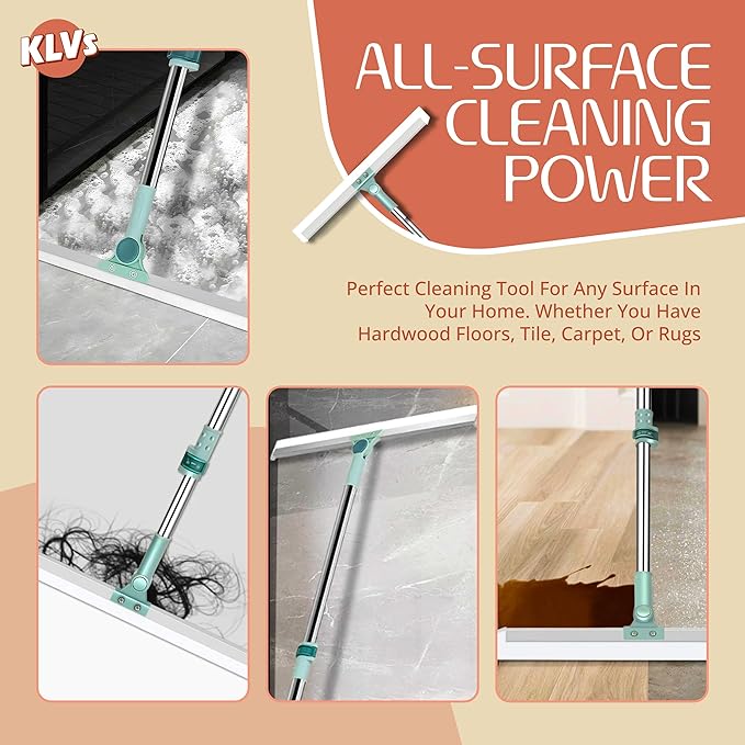 Floor Wiper Magic Broom Silicone Cleaning Tool – KLVS Heavy-Duty Extendable Handle for Bathroom, Kitchen, Windows & Tiles