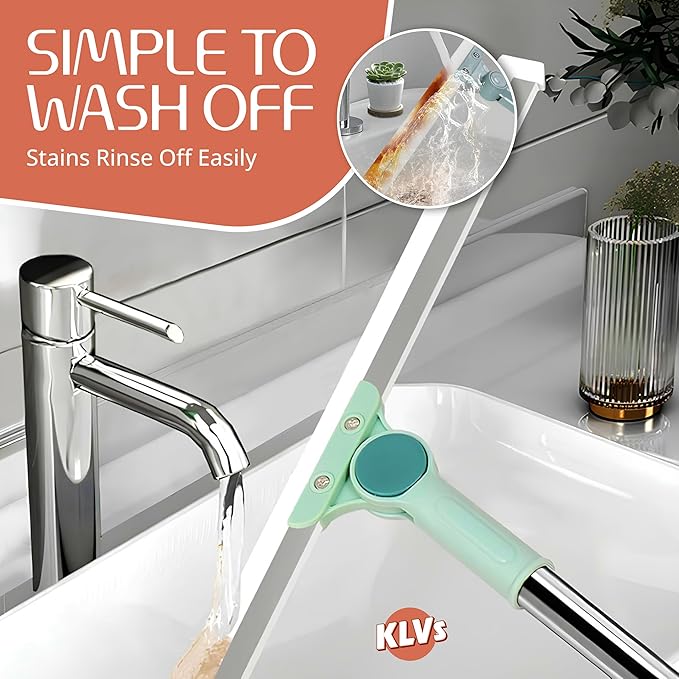 Floor Wiper Magic Broom Silicone Cleaning Tool – KLVS Heavy-Duty Extendable Handle for Bathroom, Kitchen, Windows & Tiles