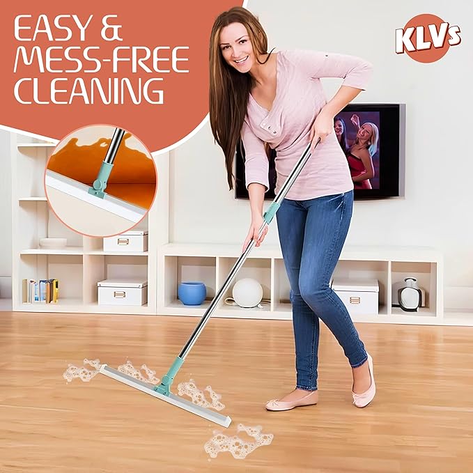 Floor Wiper Magic Broom Silicone Cleaning Tool – KLVS Heavy-Duty Extendable Handle for Bathroom, Kitchen, Windows & Tiles
