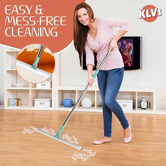 Floor Wiper Magic Broom Silicone Cleaning Tool – KLVS Heavy-Duty Extendable Handle for Bathroom, Kitchen, Windows & Tiles